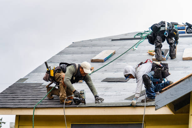 Professional Gutter Installation technician working in Rhodes, IA